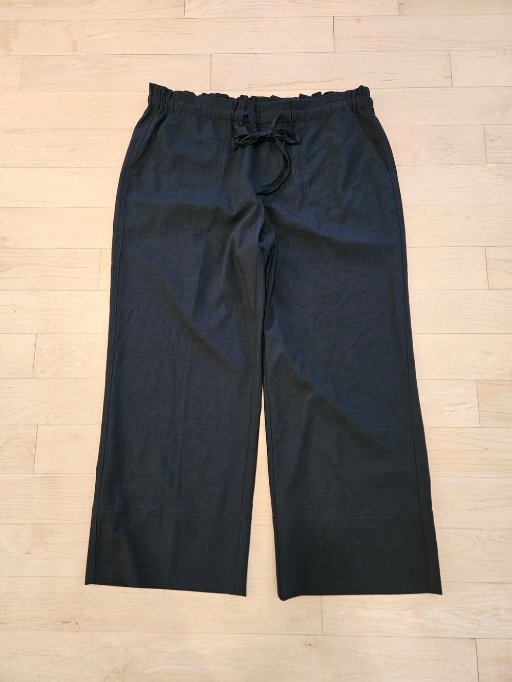 Liverpool Los Angeles Womens XL Black Cropped Wide Leg Pants with Paperbag Waist
